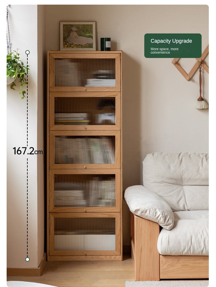 Oak Solid Wood Flipped Door Side Cabinet Free Combination