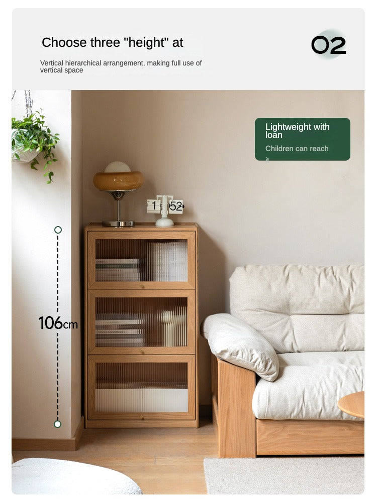 Oak Solid Wood Flipped Door Side Cabinet Free Combination