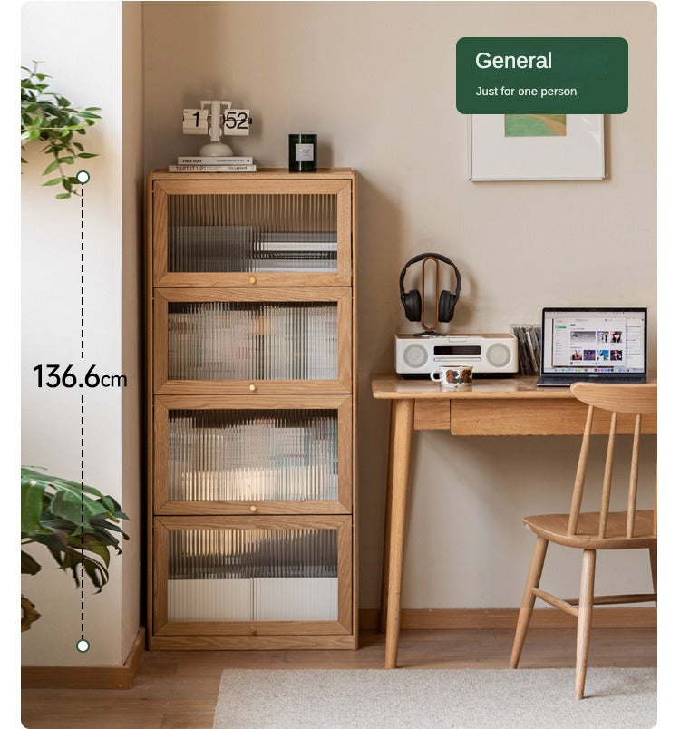 Oak Solid Wood Flipped Door Side Cabinet Free Combination.