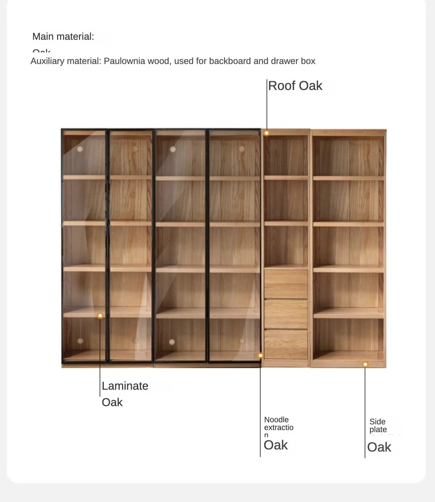 Ash Solid Wood Combination Bookcase Bookshelf