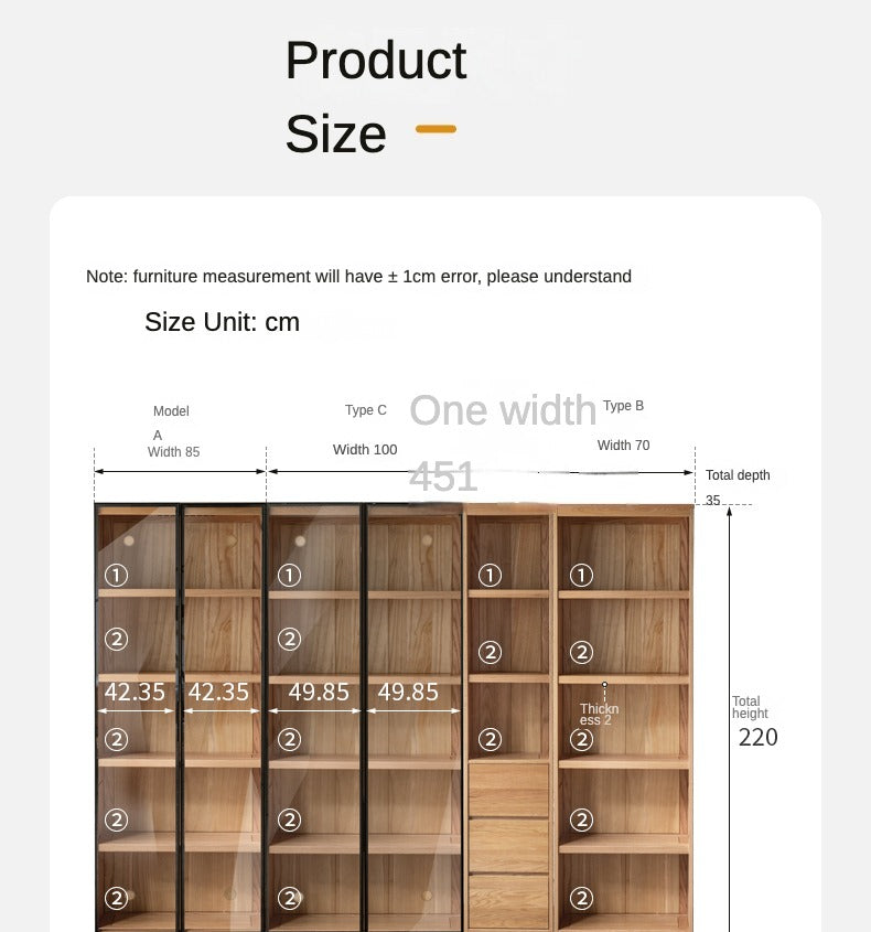 Combination bookcase bookshelf Oak solid wood"