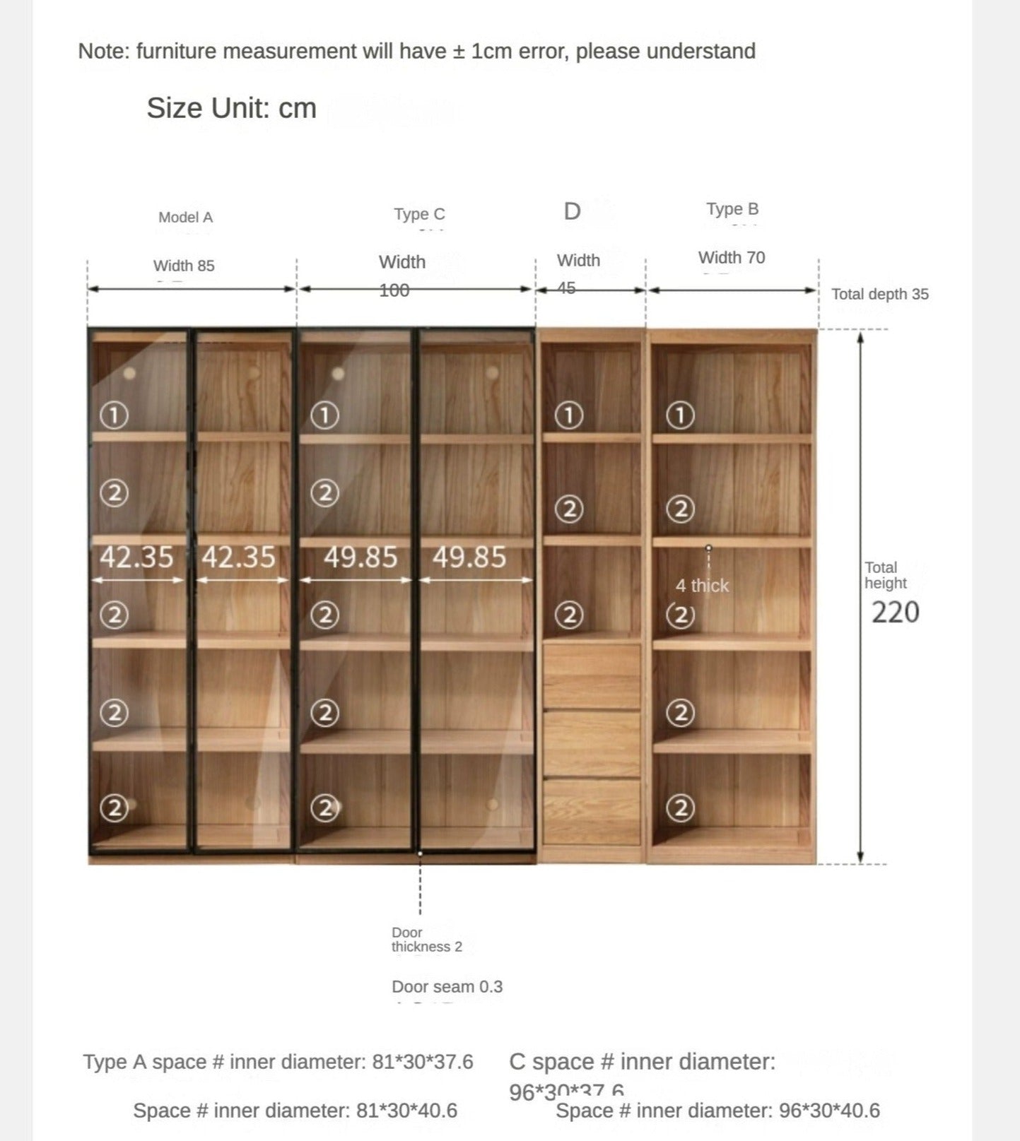 Ash Solid Wood Combination Bookcase Bookshelf
