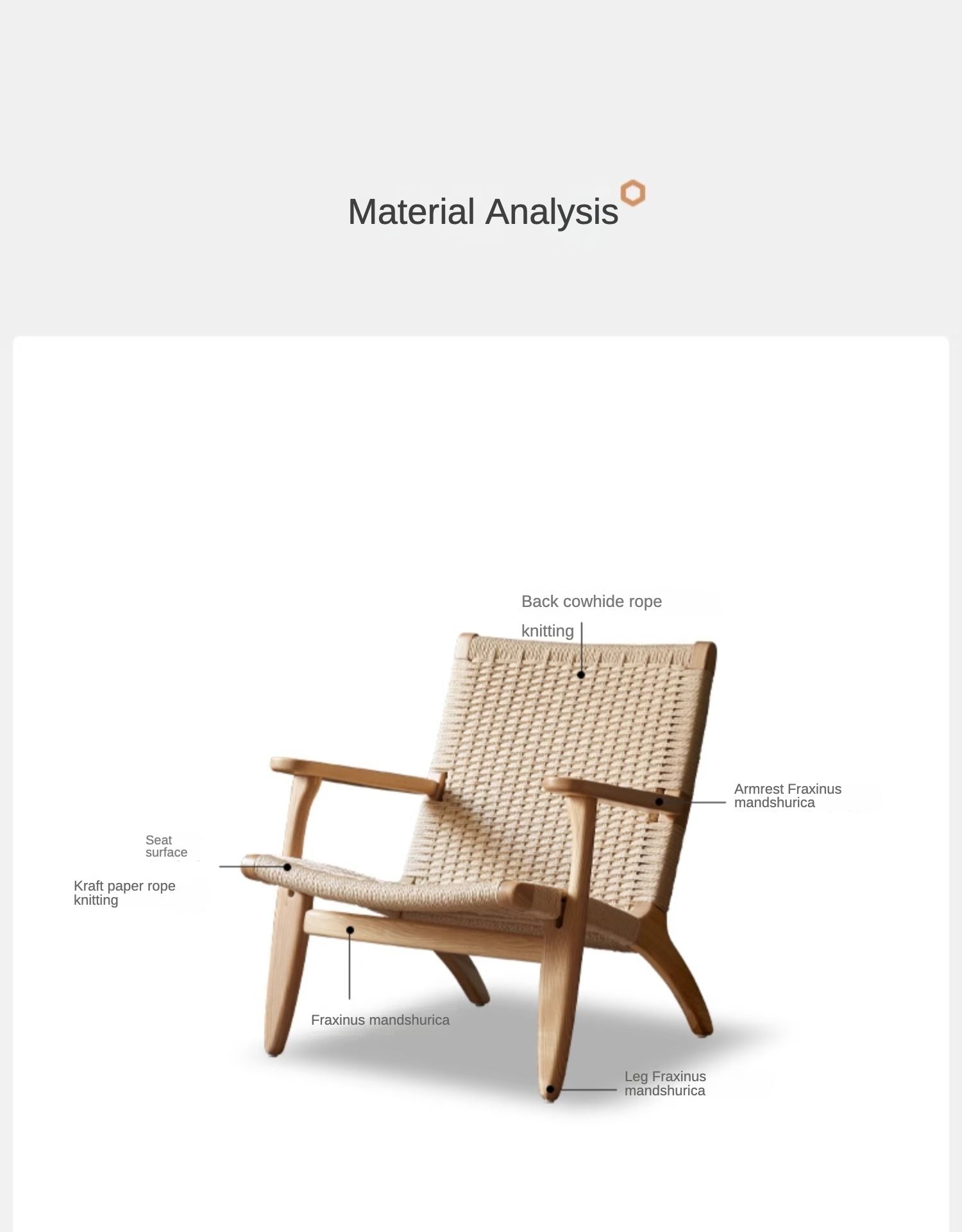 Armchair Rope weaving Ash solid wood+