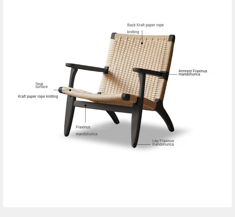 Armchair Rope weaving Ash solid wood+