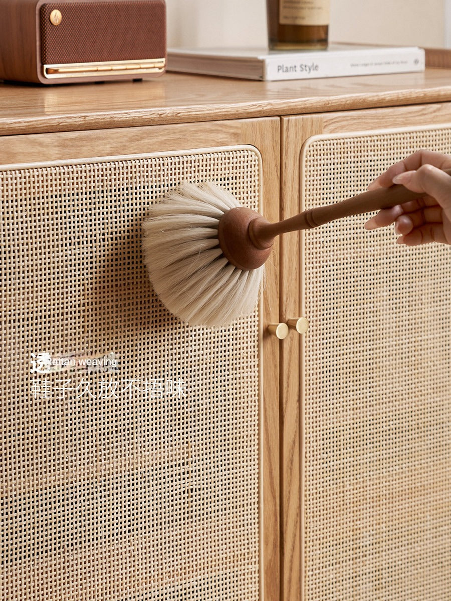 Shoe cabinet, porch cabinet Rattan Oak solid wood"+