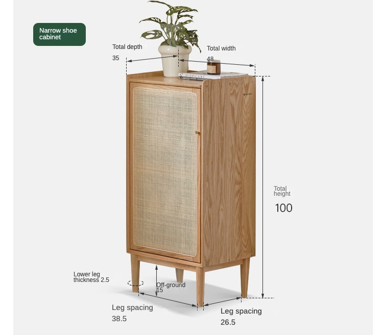 Oak, Black Walnut, Beech Solid Wood Shoe Cabinet