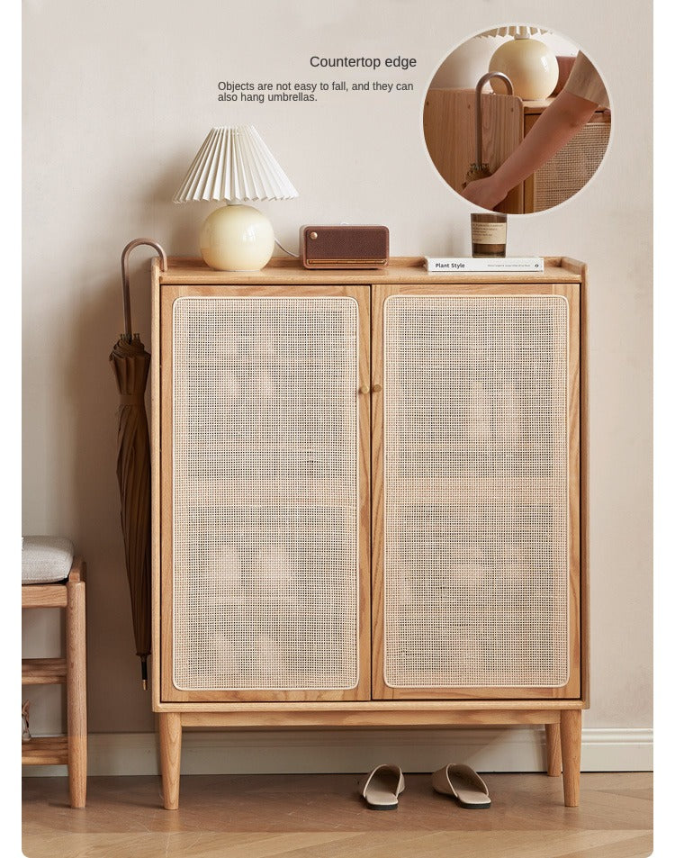 Oak, Black Walnut, Beech Solid Wood Shoe Cabinet