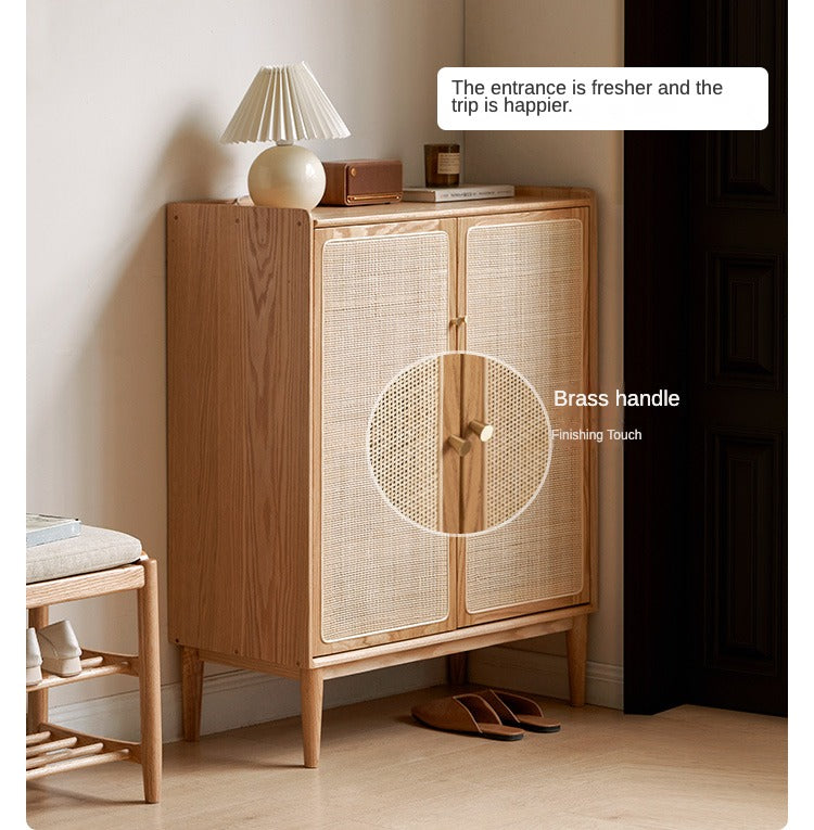 Oak, Black Walnut, Beech Solid Wood Shoe Cabinet