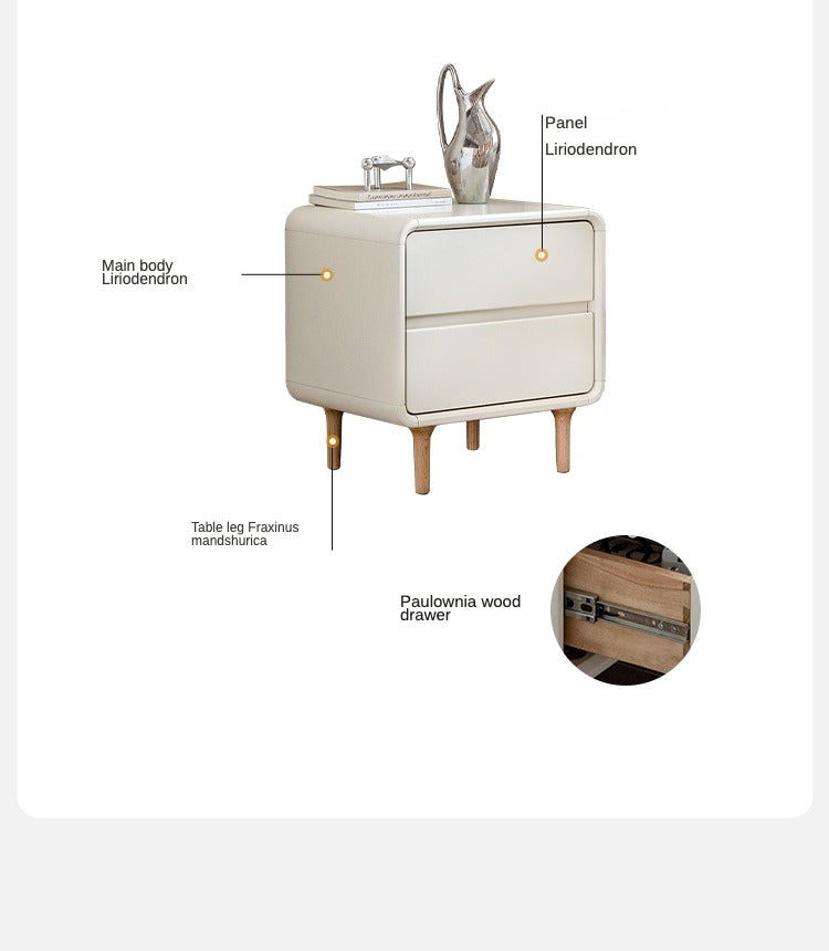 Poplar Solid Wood, Solid Rubberwood Nightstand.