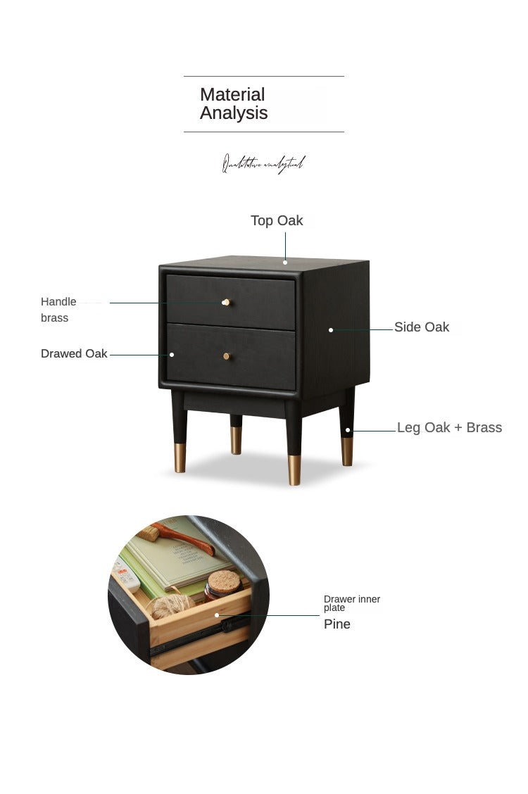 Nightstand Oak solid wood smoked color"