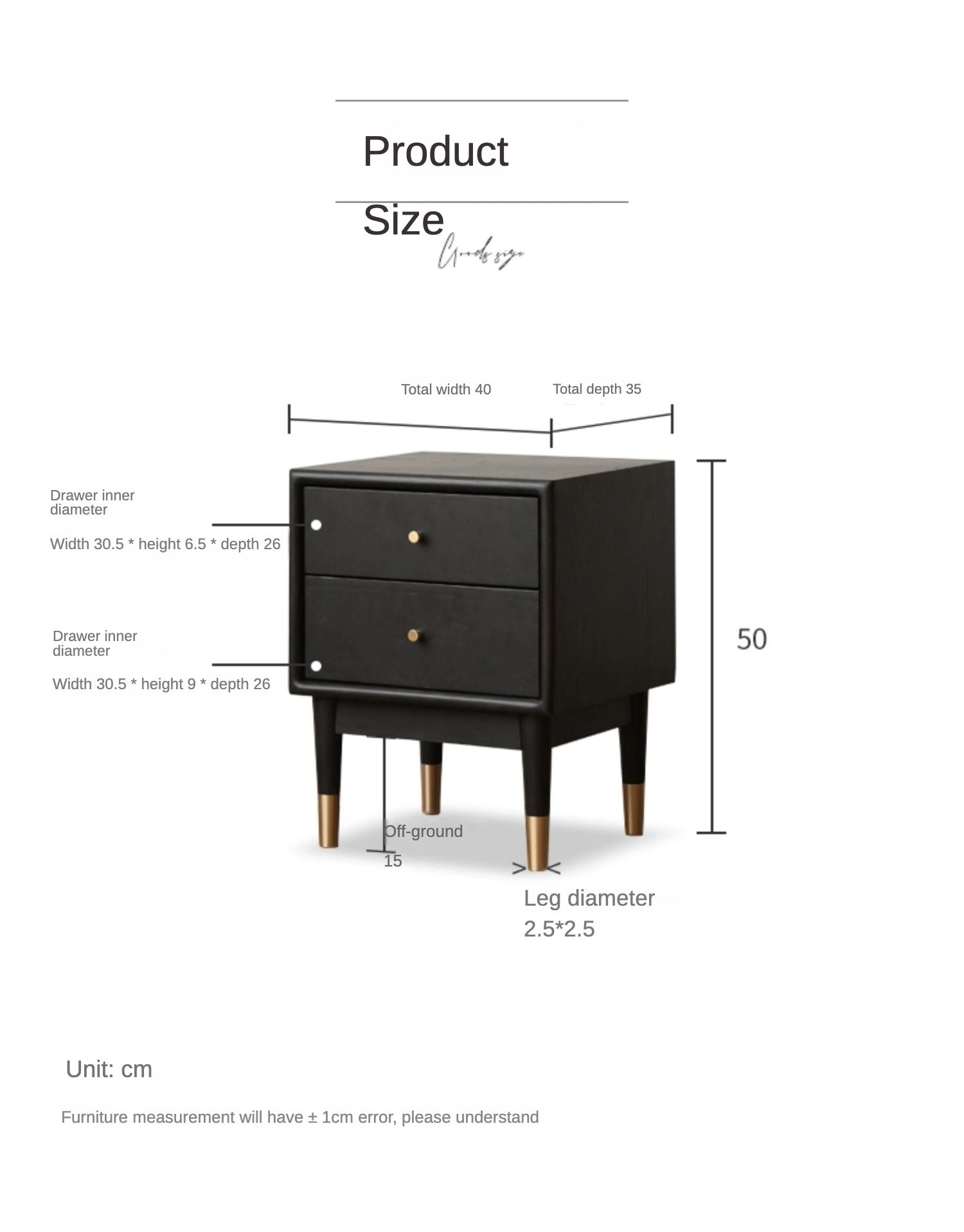Nightstand Oak solid wood smoked color"