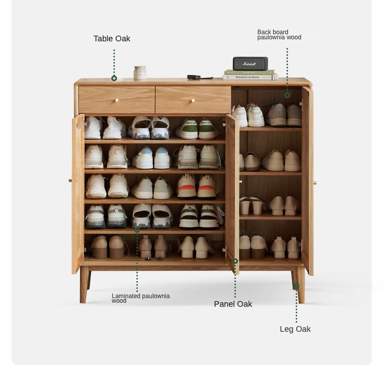 Oak Solid Wood Shoe Cabinet