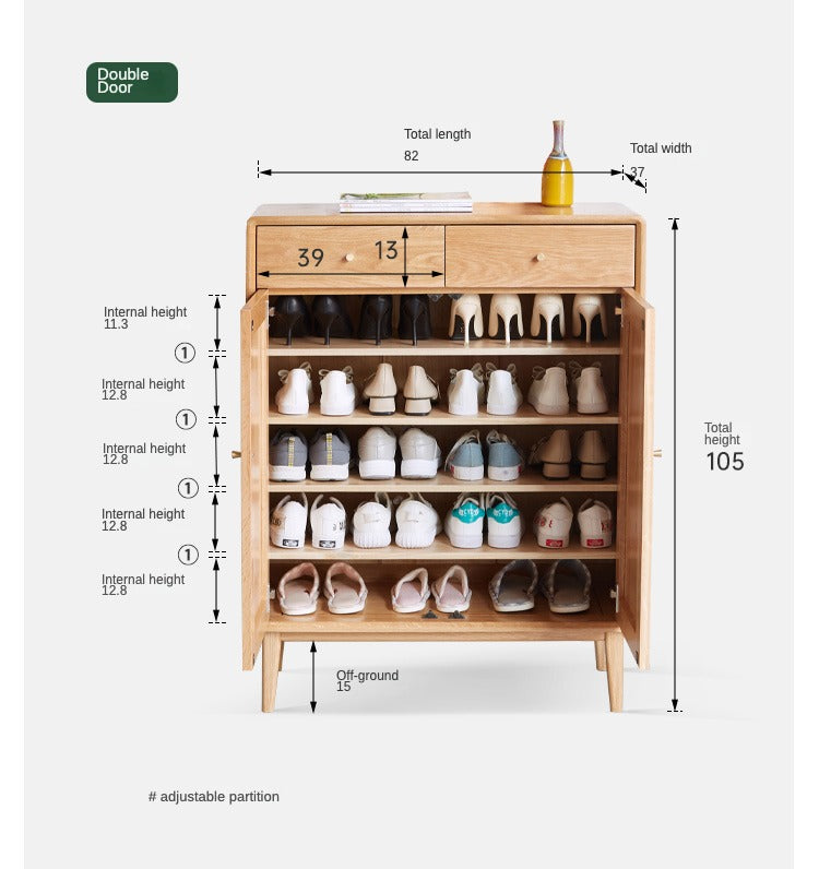 Oak Solid Wood Shoe Cabinet