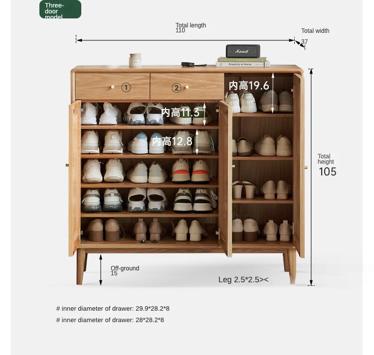 Oak Solid Wood Shoe Cabinet