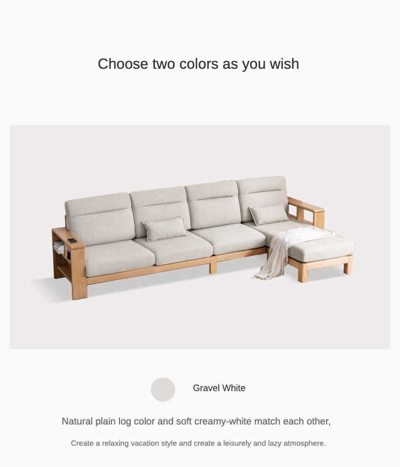 Oak Solid Wood Sectional Sofa-two colors available