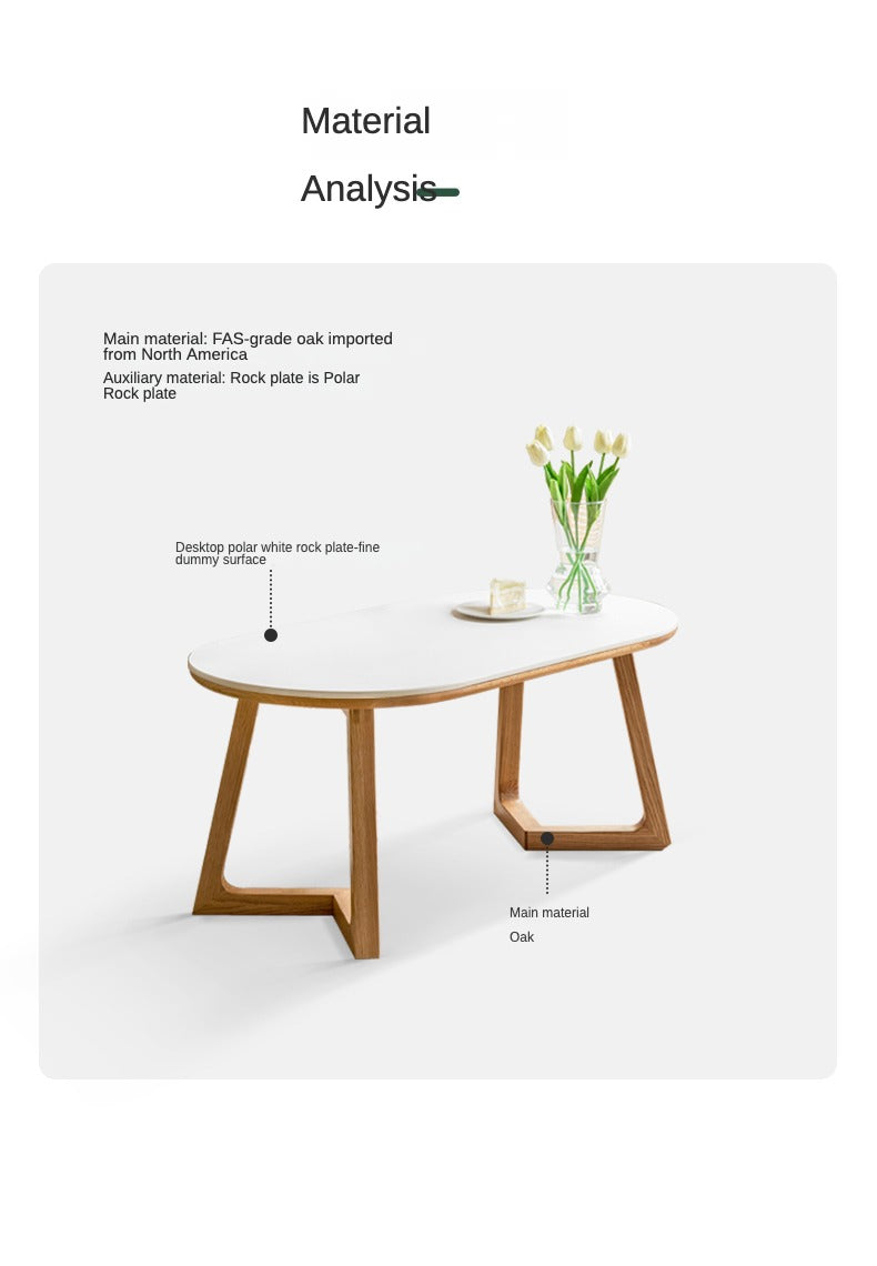 Oak Solid Wood Coffee Table Modern Slate
