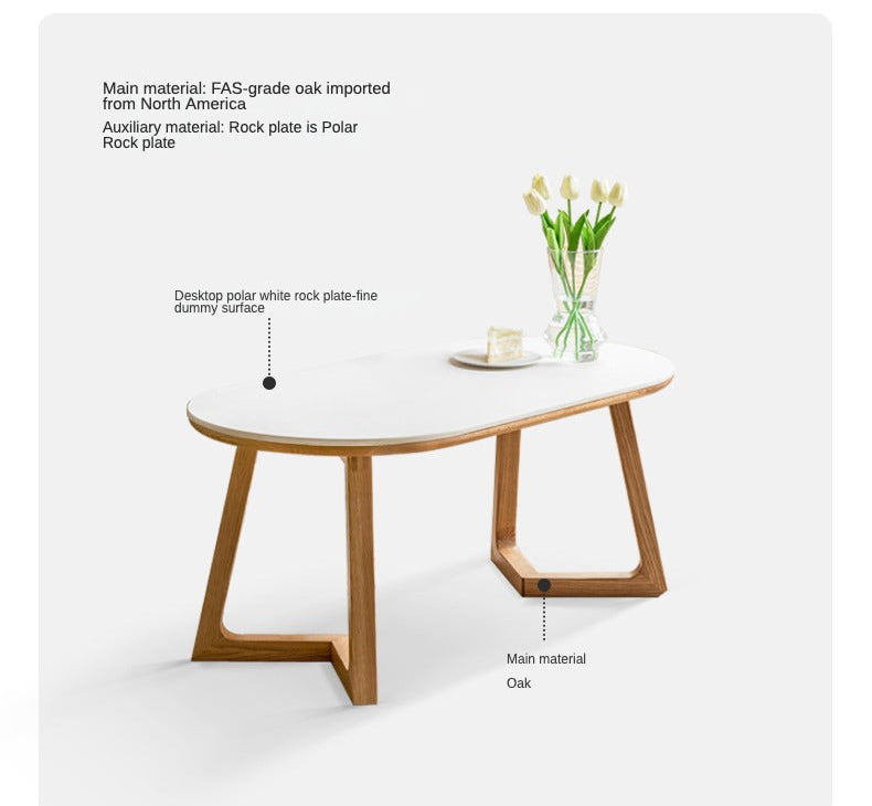 Oak Solid Wood Coffee Table Modern Slate