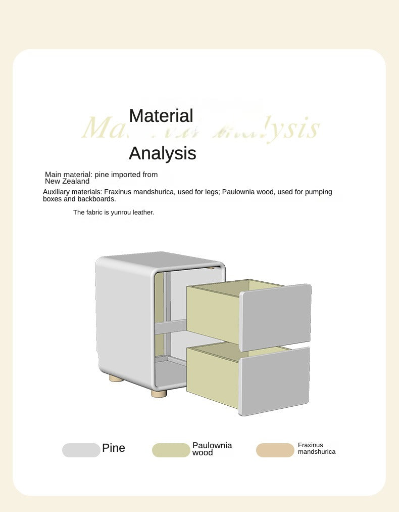 Leather Cream Style Nightstand.