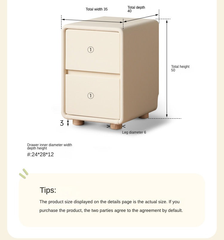 Leather Cream Style Nightstand.