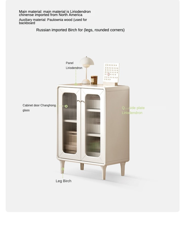 Poplar Solid Wood Side Cabinet Cream Style