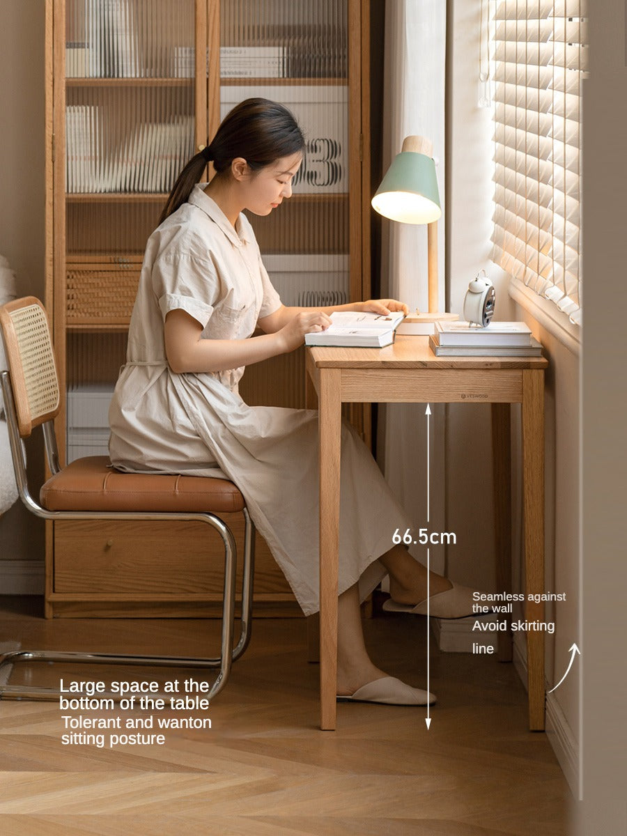 Solid Rubberwood, Oak Solid Wood Small Desk