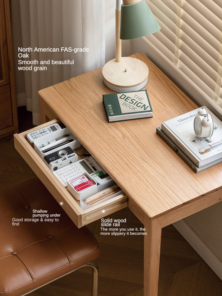 Solid Rubberwood, Oak Solid Wood Small Desk