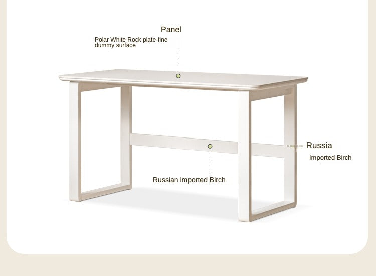 Birch solid wood slate desk white cream style "