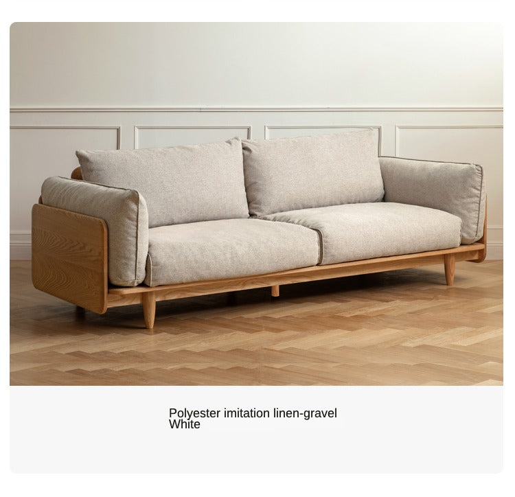 Oak, Ash Solid Wood Sofa Genuine Leather, Fabric.