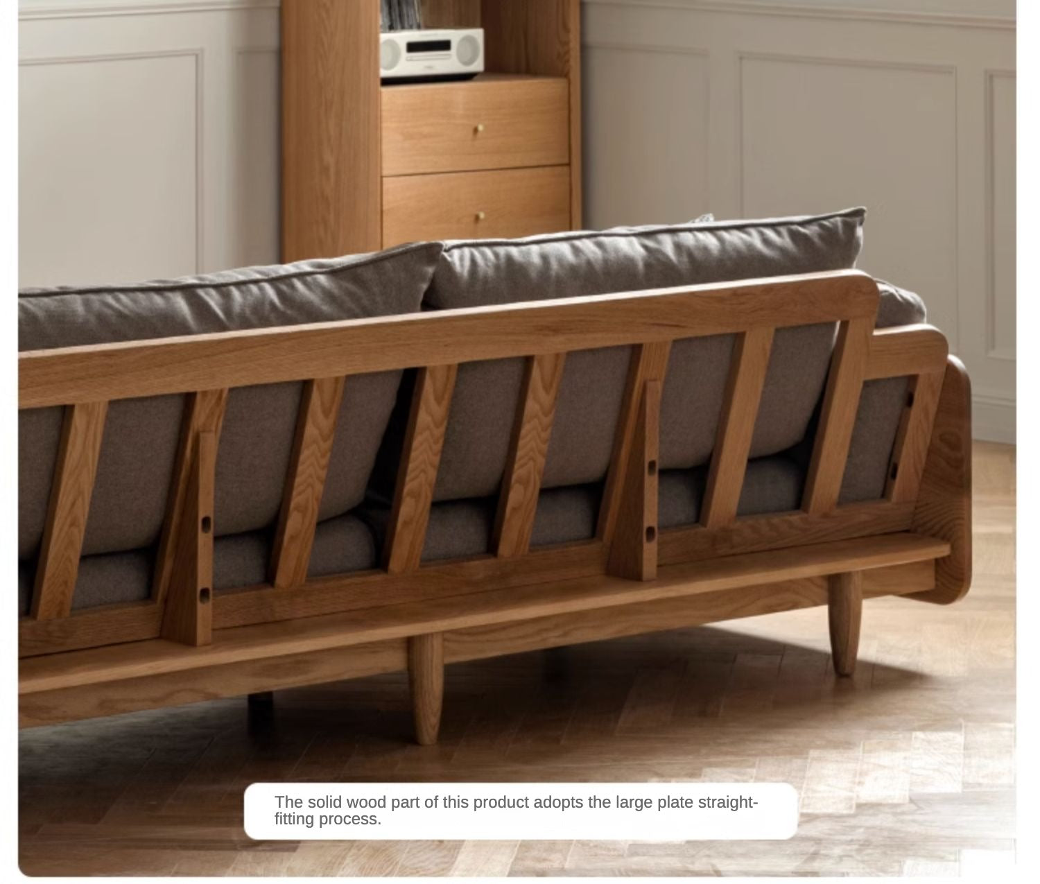 Oak solis wood sofa Genuine Leather , fabric"