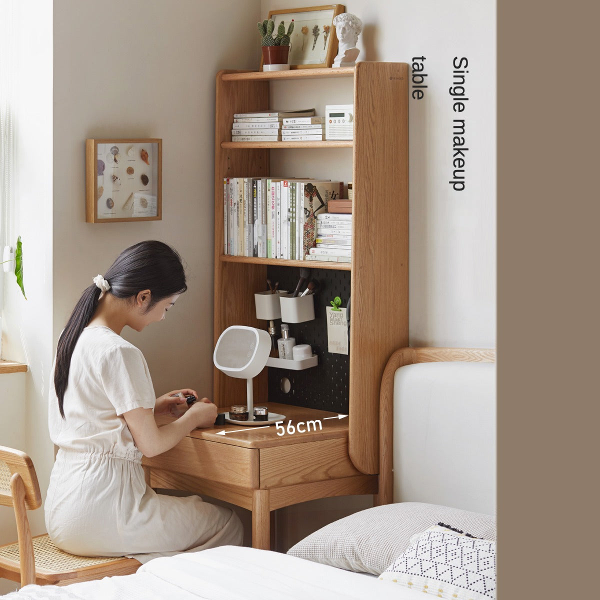 Oak Solid Wood Desk Bookshelf