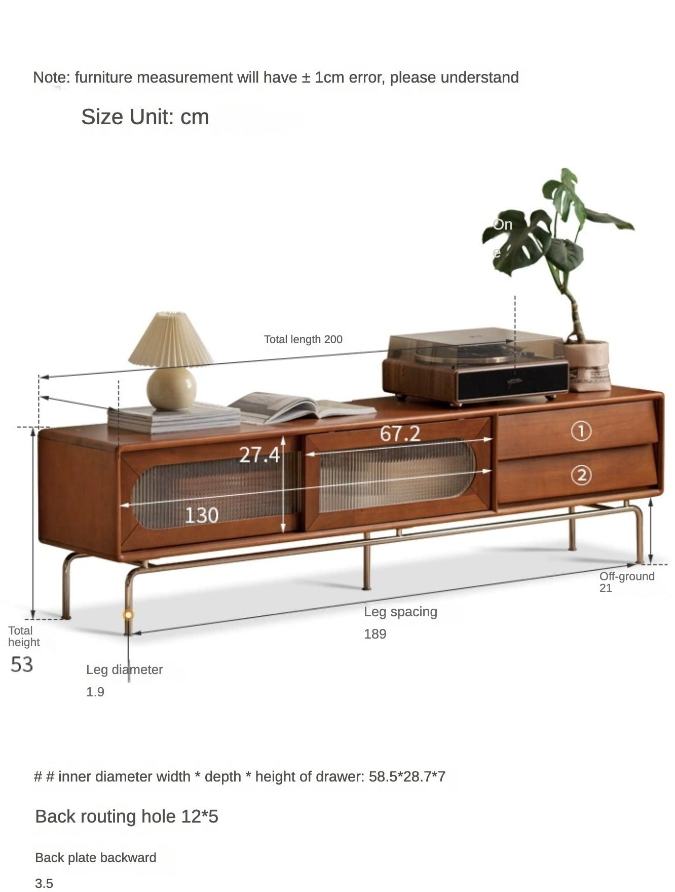 Oak, Poplar Solid Wood Light French TV Cabinet Sliding Door: