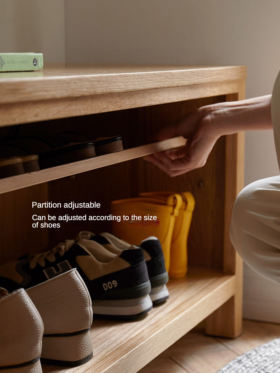 Oak Solid Wood Shoe Storage Bench