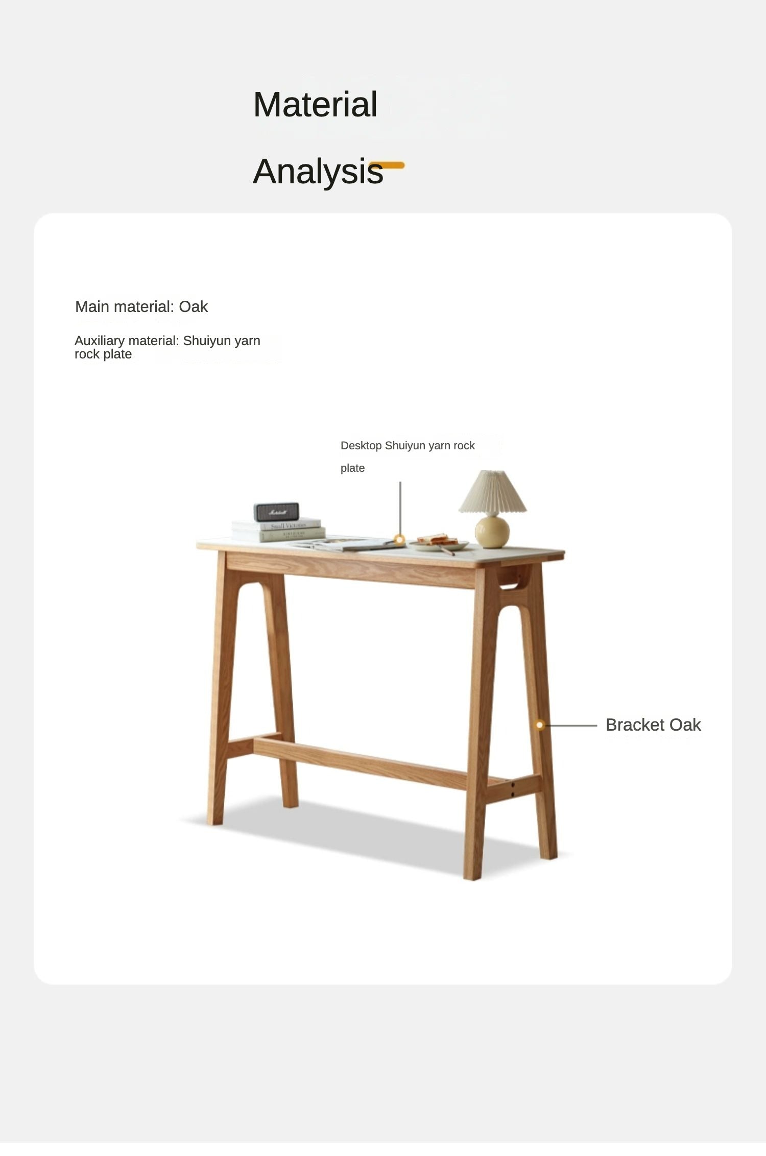Rock slab bar table oak solid wood"