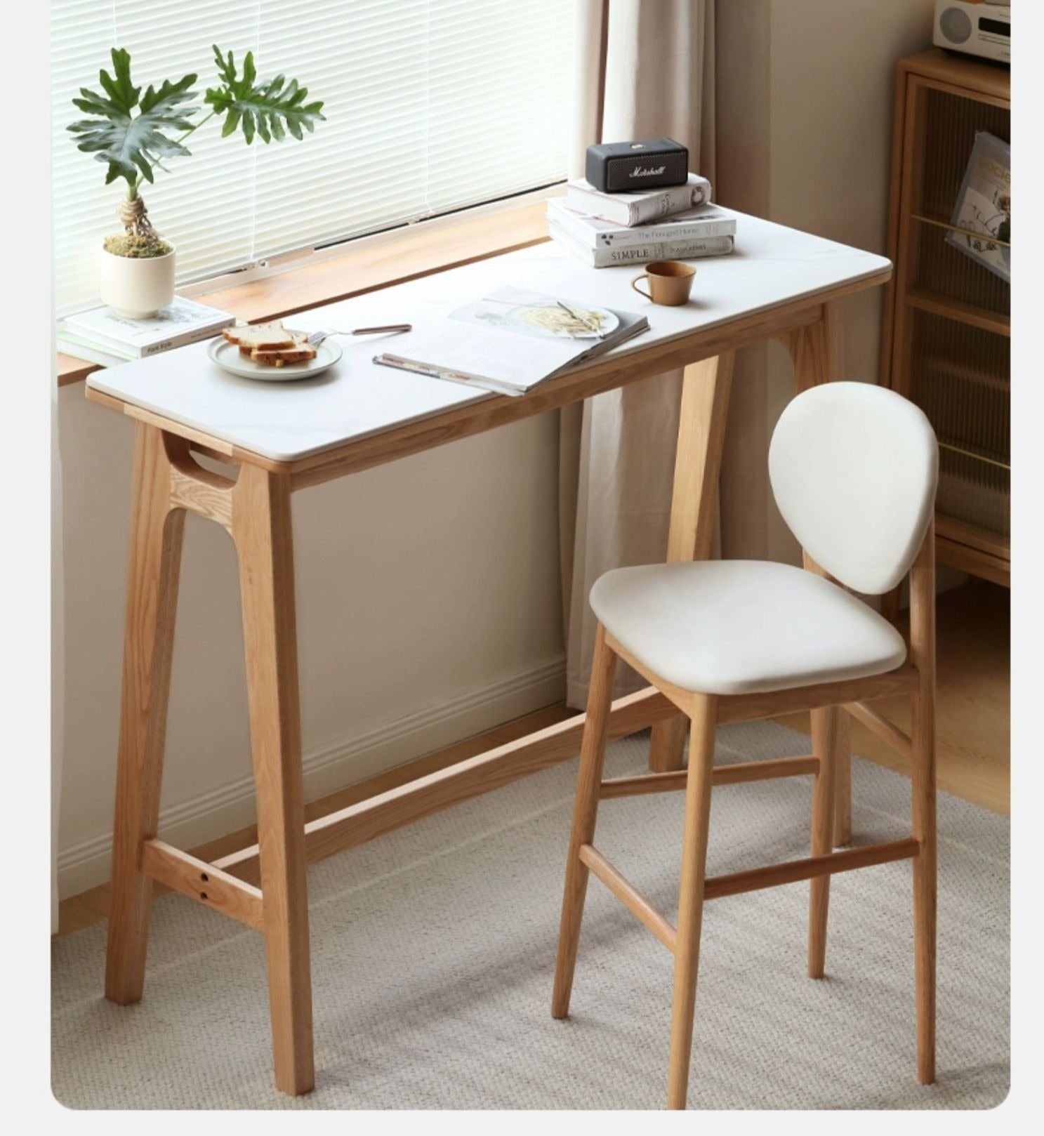 Rock slab bar table oak solid wood"