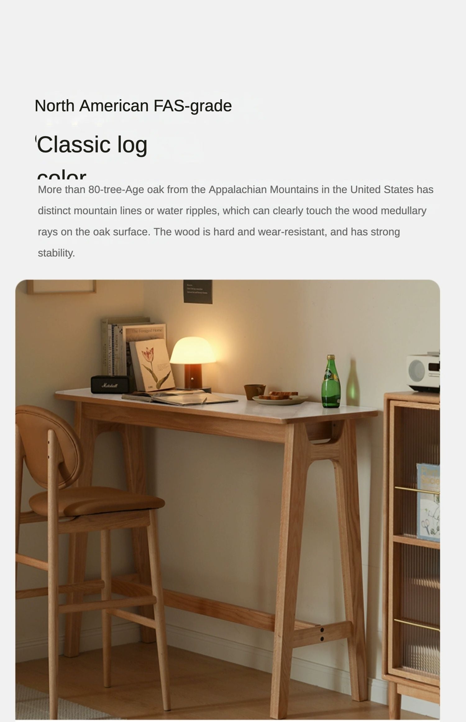 Rock slab bar table oak solid wood"
