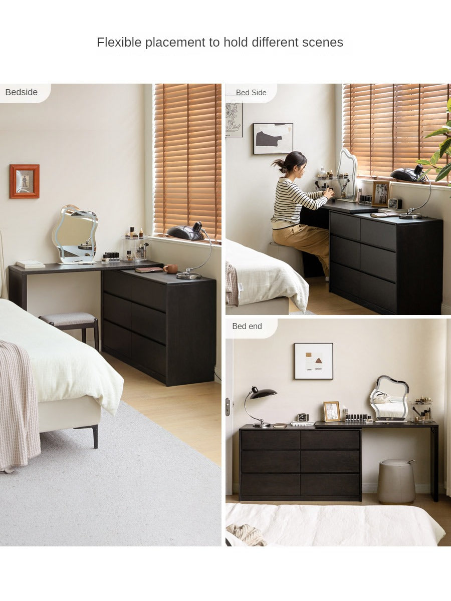 Oak Solid Wood Smoky Color Retro Dressing Table.
