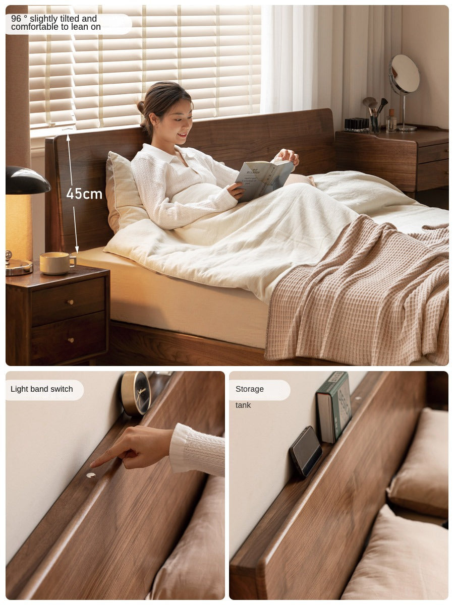 Black Walnut, Oak Suspended Luminous Box Bed