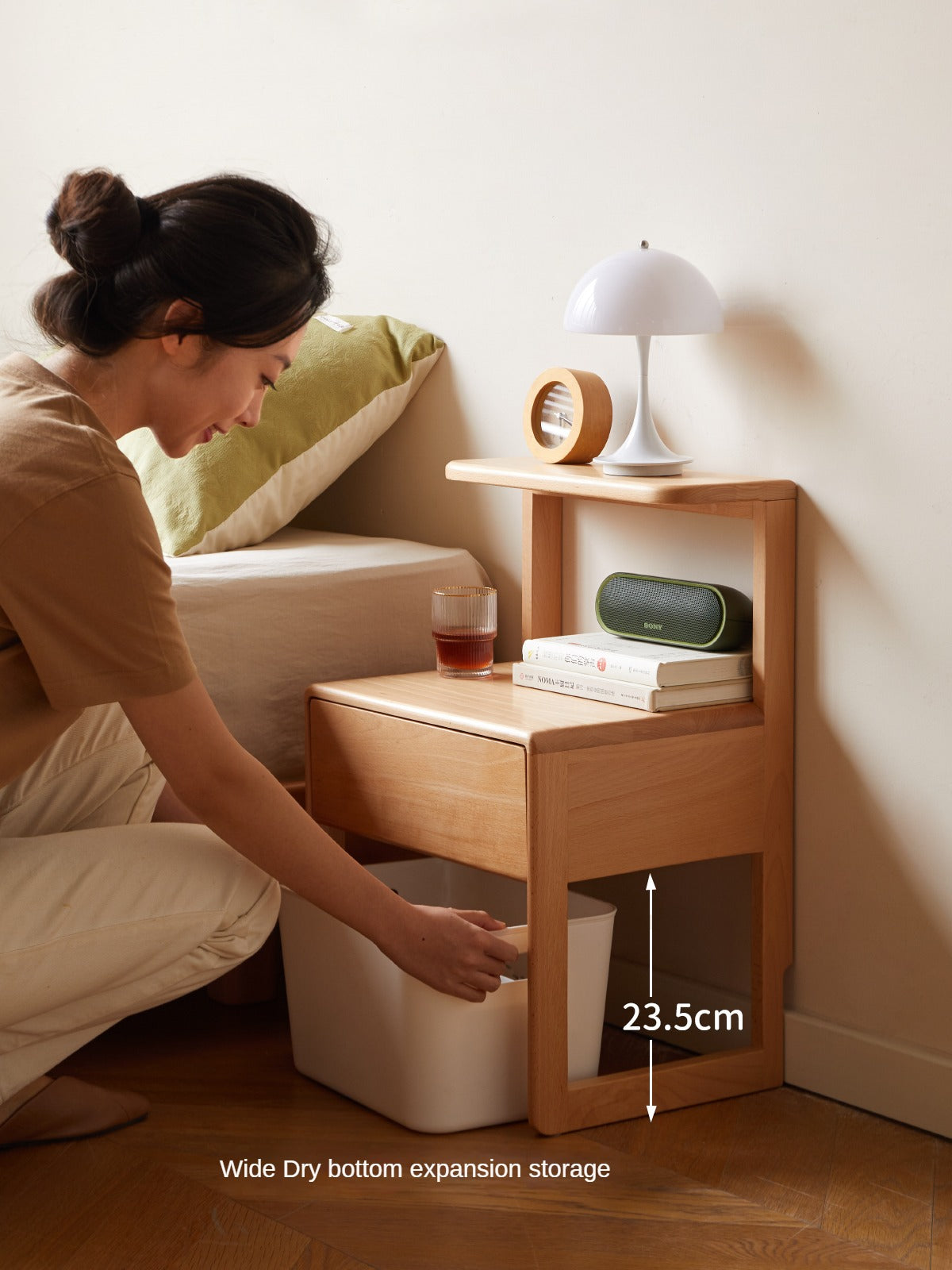 Beech Solid Wood Nightstand.