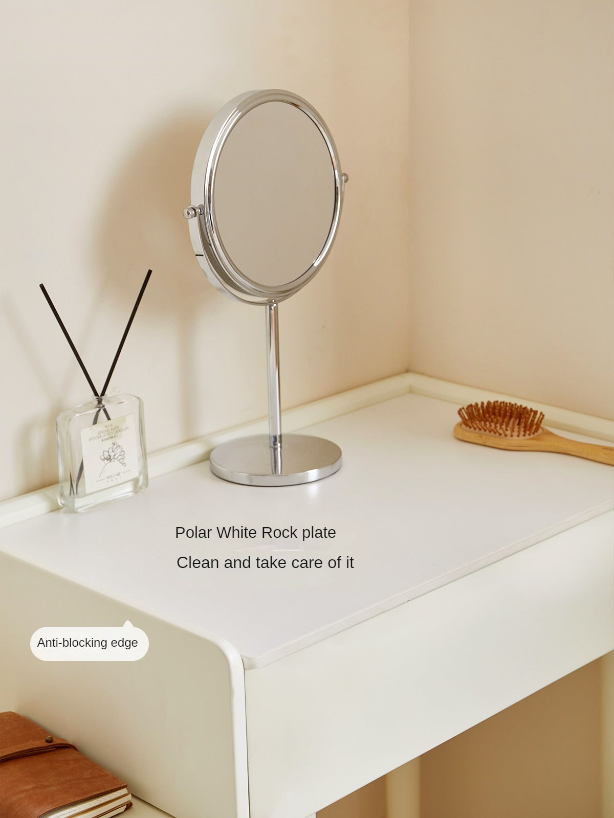 Pine Solid Wood Makeup Table Cream Style.