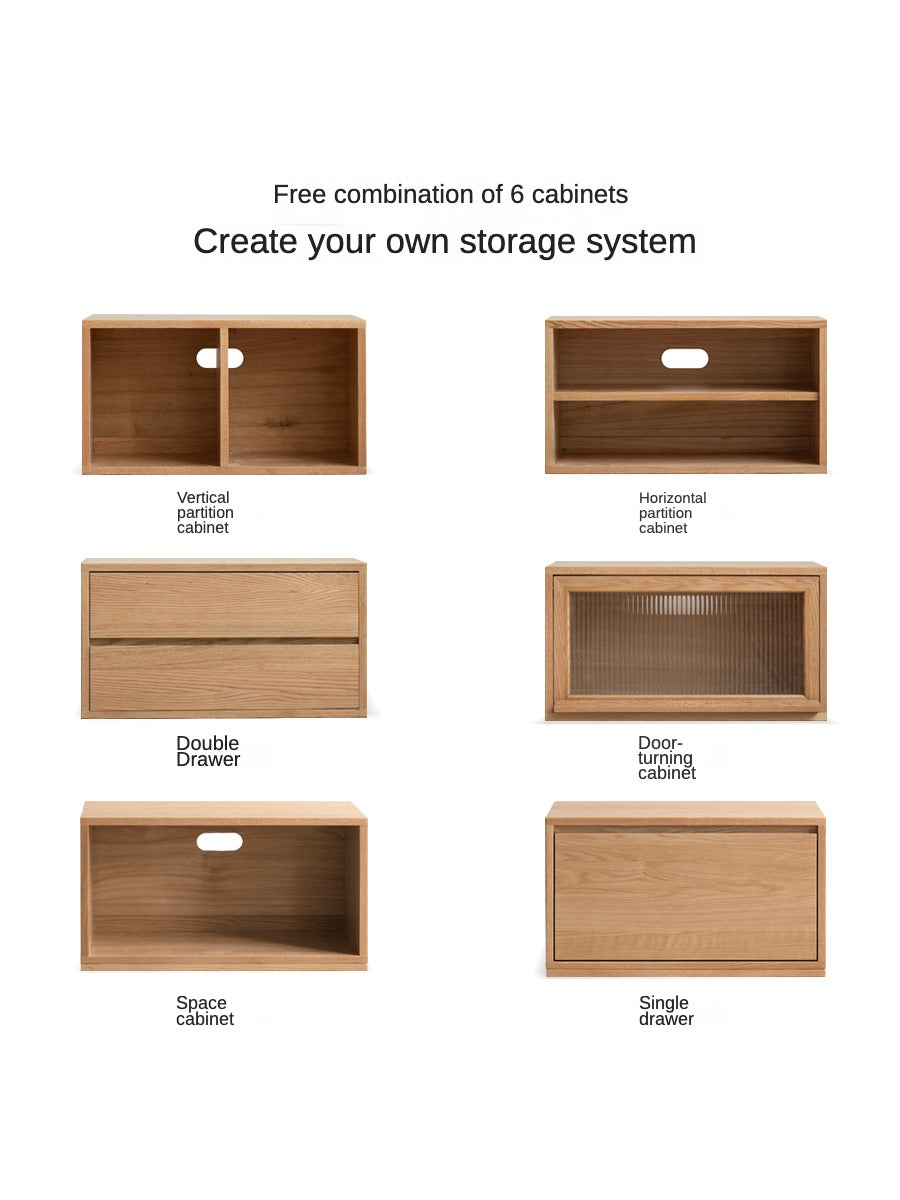 Oak, Ash Solid Wood TV Cabinet Modern Free Combination Storage Bookcases