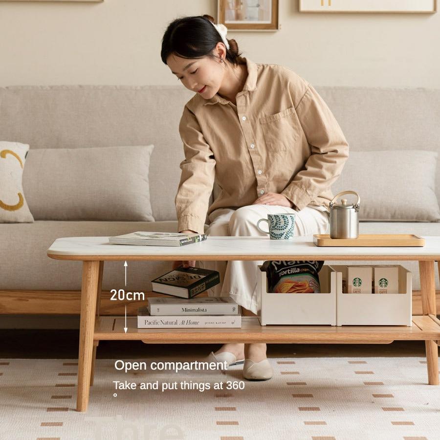 Oak, Beech Solid Wood Slate Coffee Table