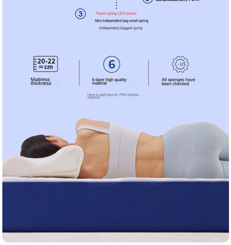 Mattress with Latex and Pocket Springs, Memory Foam Soft Hotel-Quality Compression 20cm,22cm