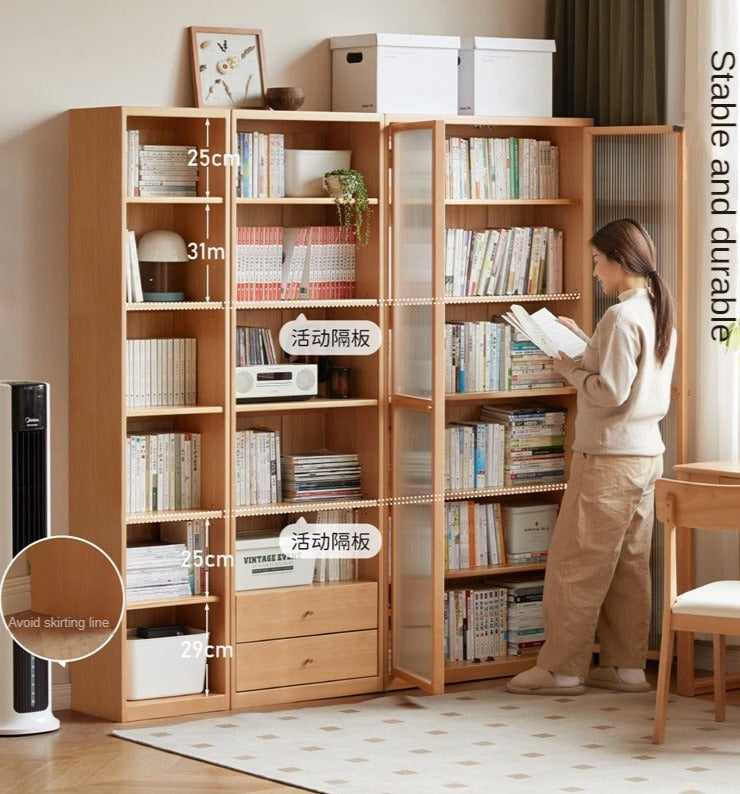 Beech European Solid Wood Bookcase Combination Cabinet