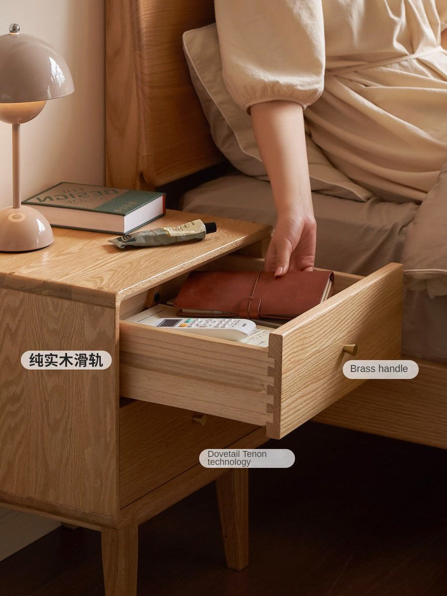 Ash, Oak Solid Wood, Solid RubberWood Nightstand)