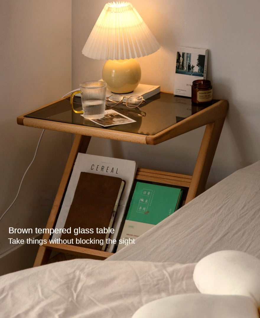 Beech Solid wood side glass creative corner)