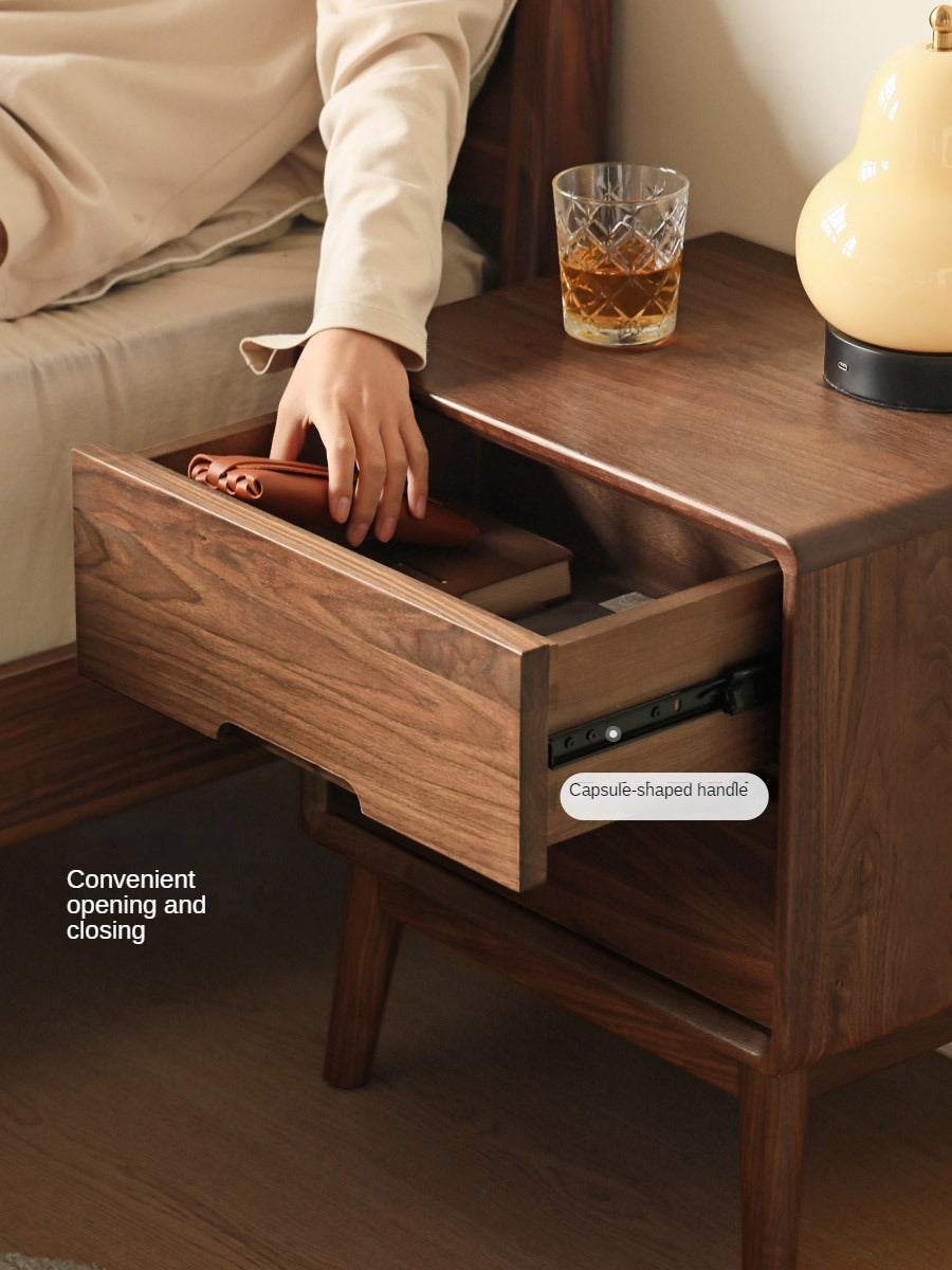 Black Walnut, Sandalwood Solid Wood Nightstand Storage)