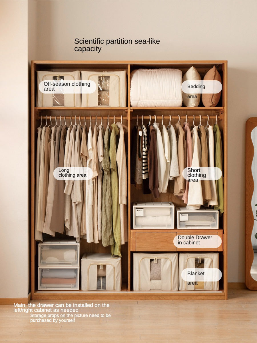 Cherry Wood Sliding Door Retro Wardrobe.