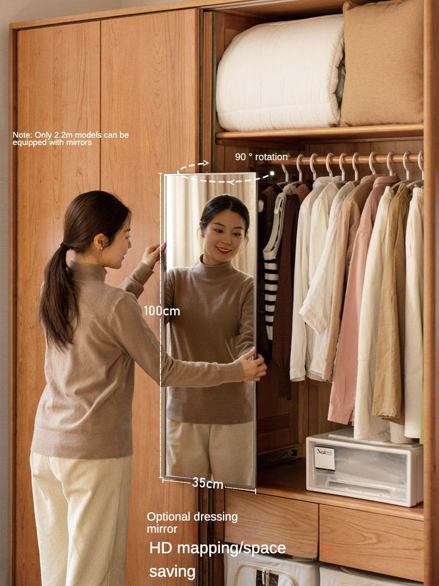 Cherry Wood Sliding Door Retro Wardrobe.