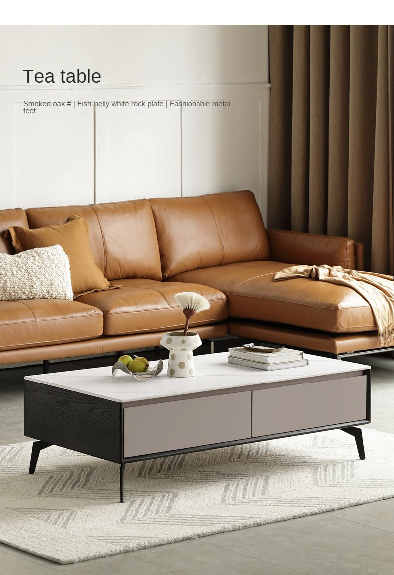 Oak Solid Wood Coffee Table Rock Slab