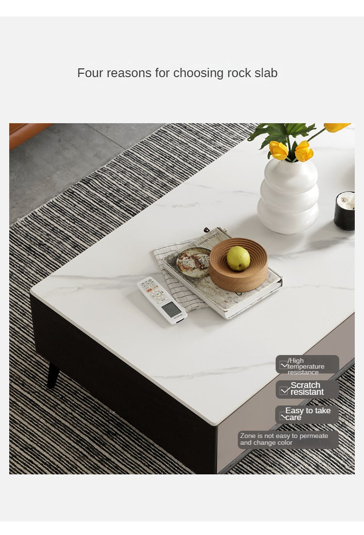 Tulipwood Solid Wood Coffee Table Rock Slab